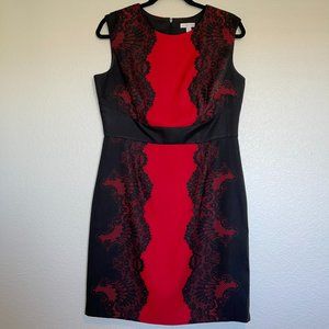 New York & Company red and black "lace" print dress (size 10)